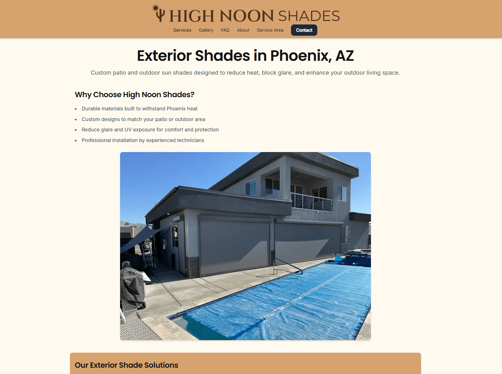 High Noon Shades website screenshot